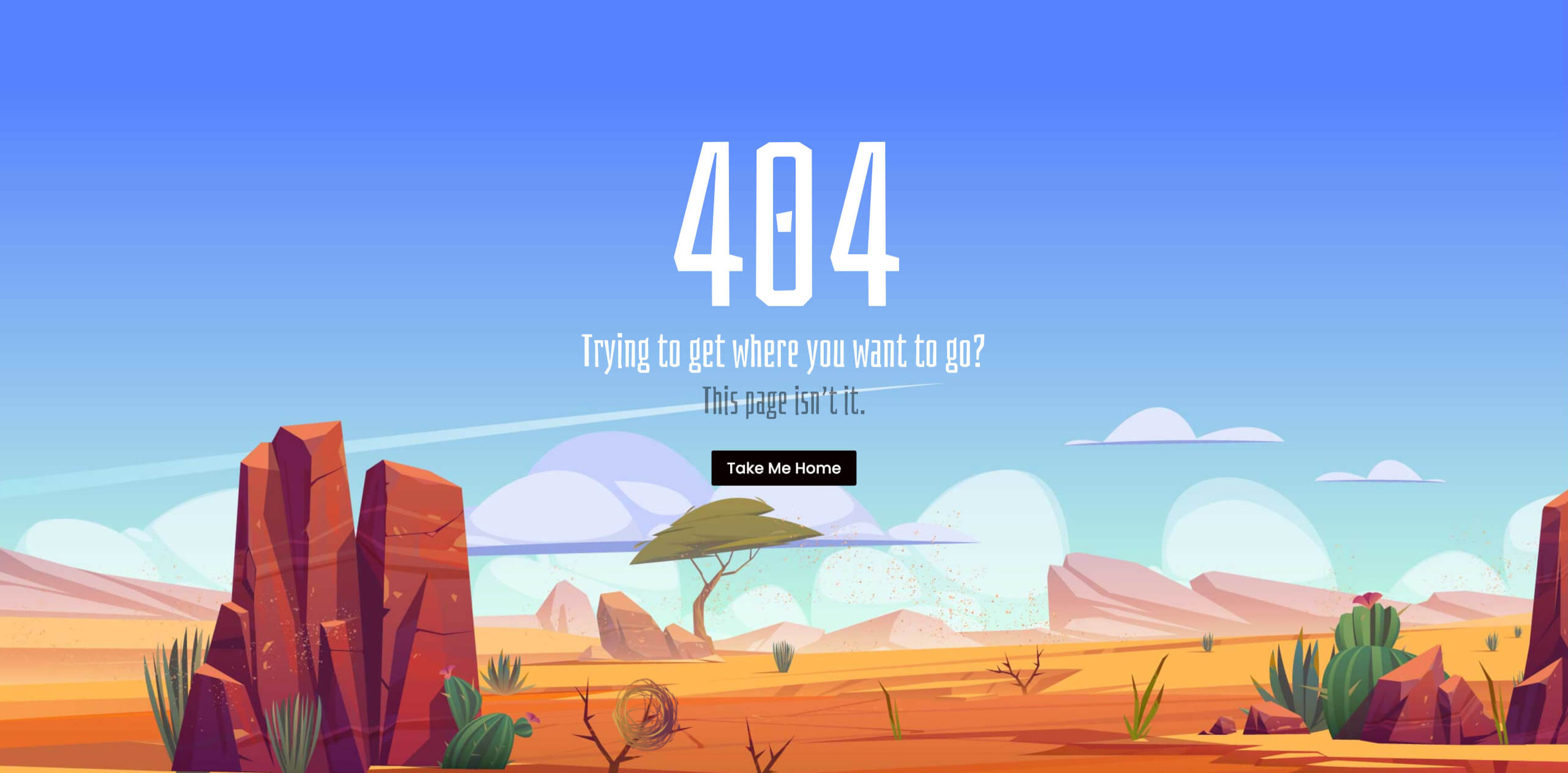 404 Error page Desert with a rolling weed Layout by Divi.expert