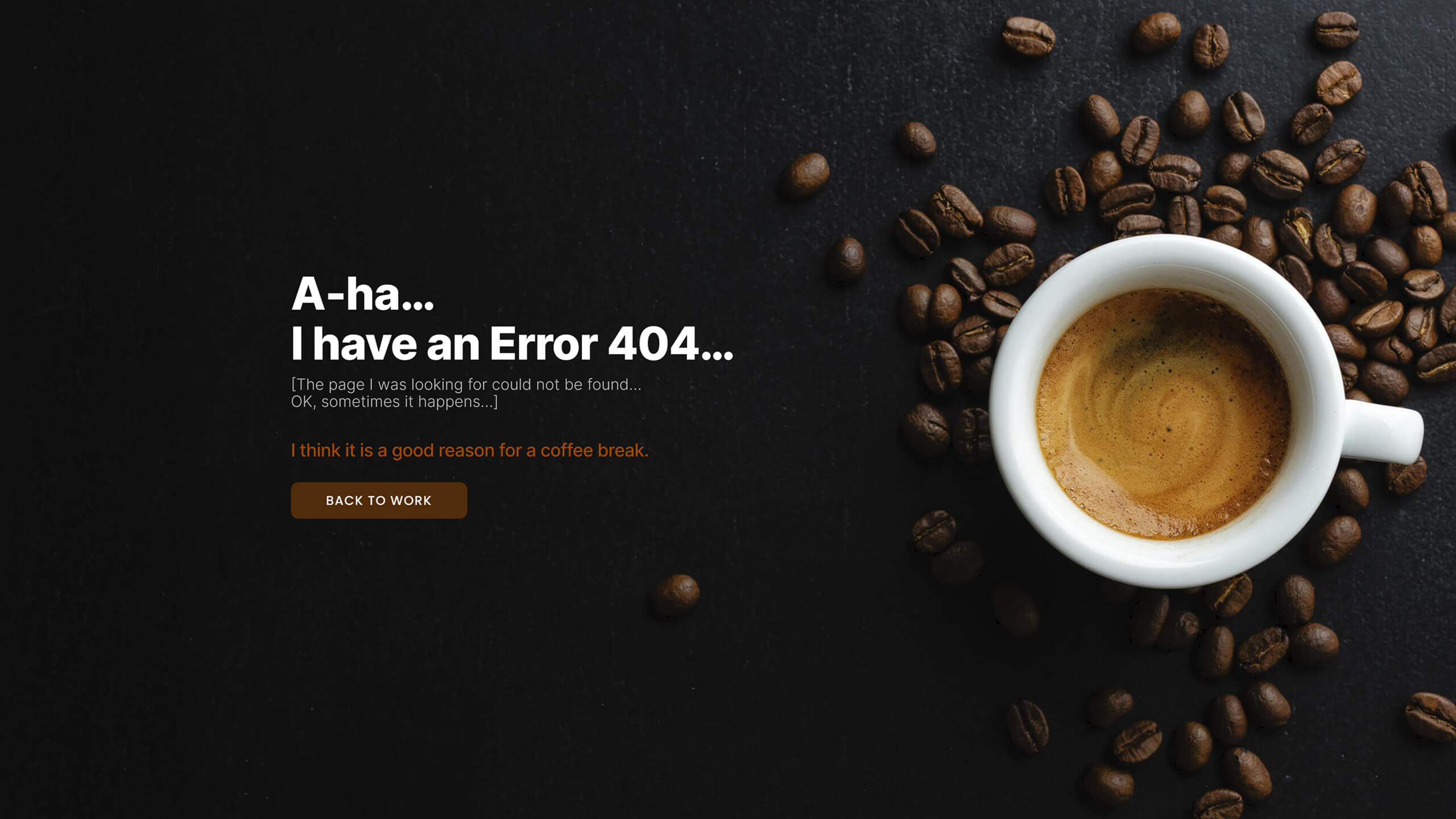 404 Error page coffee break Layout by Divi.expert