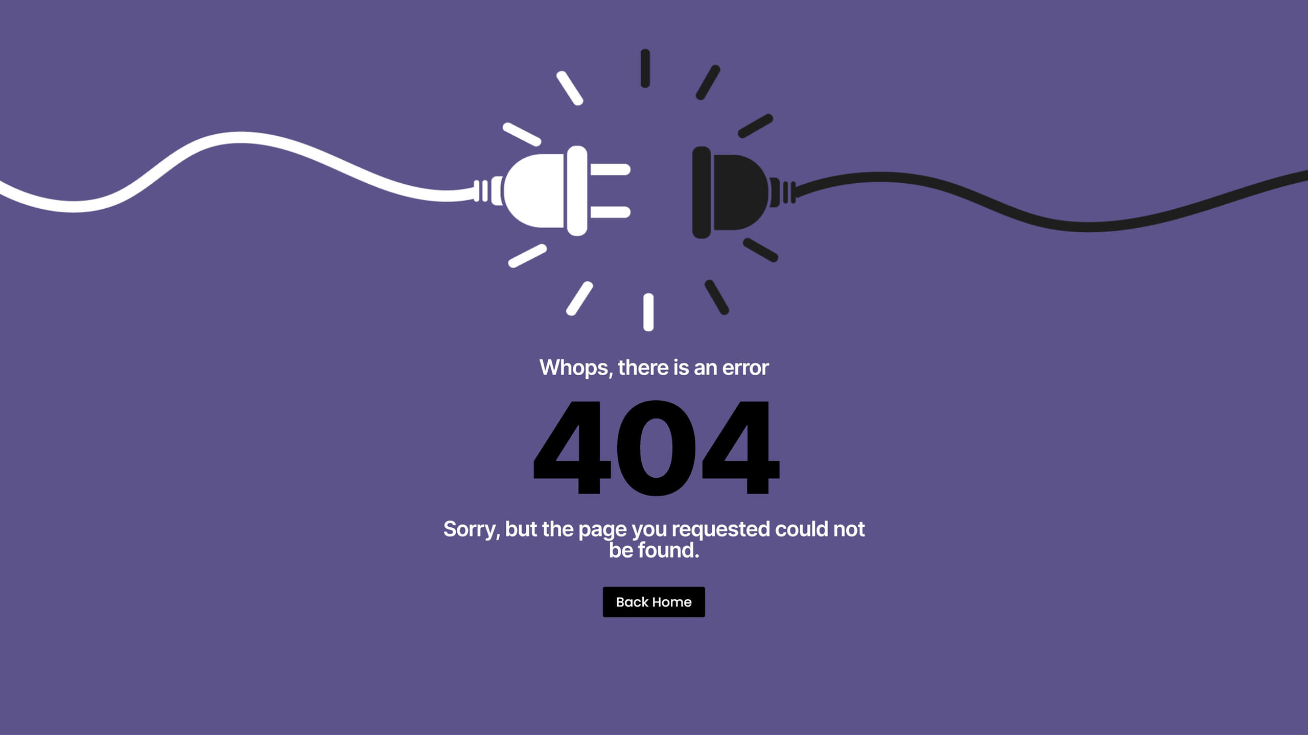 404 Error page Plug and Socket Layout by Divi.expert