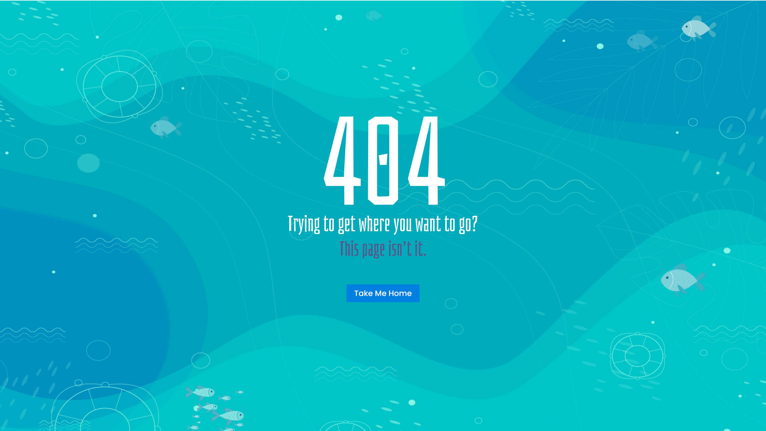404 Error page Under Sea Layout by Divi.expert