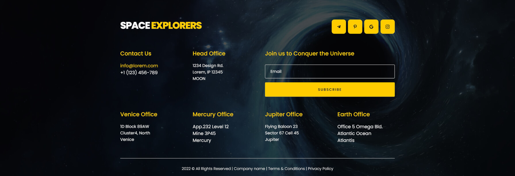 Footer Layout for Divi Space Explorers by Divi.Expert