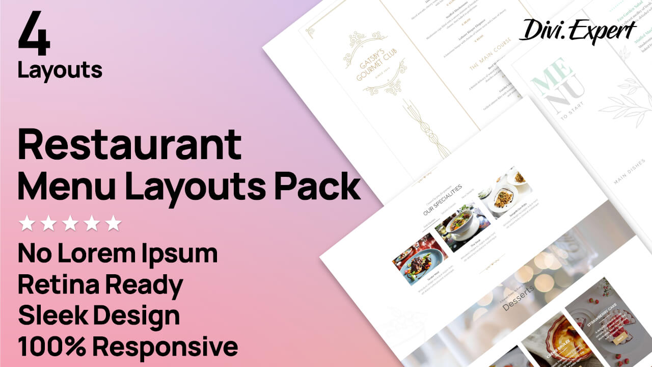 Restaurant Menu Layouts Kit by Divi.Expert