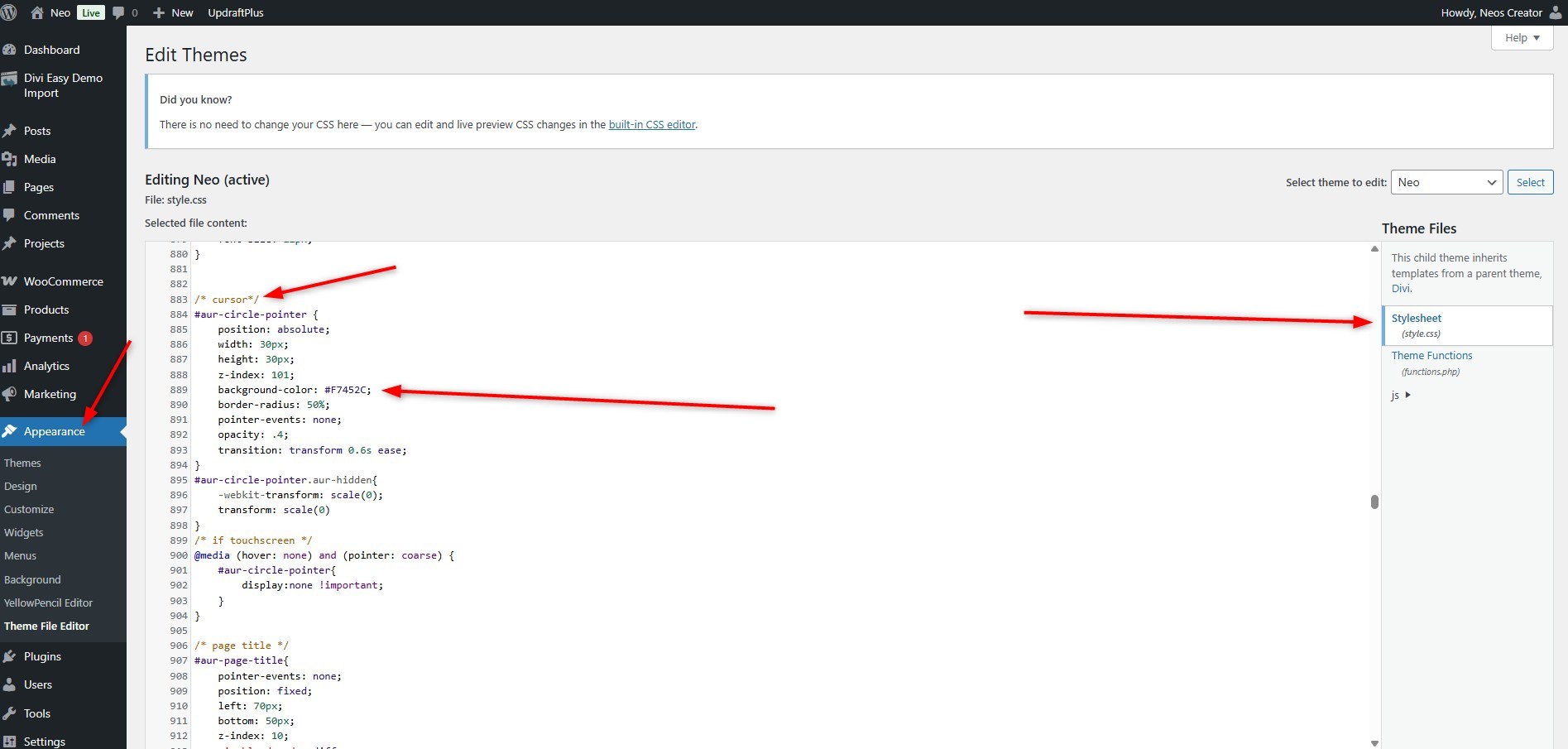 How to change the cursor color
