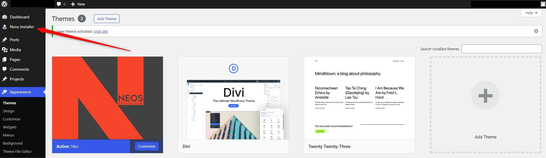 Divi 5 child theme installation step1